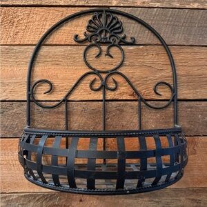 Vintage Black Heavy Wrought Iron Wall Decor/Shelf/Plant Holder